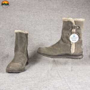 NWT Minnetonka Snow Boots Gray Leather Water Resistant Side Zip Women's Size 10